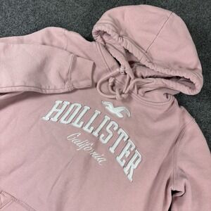 Hollister Medium Pullover Hoodie Dusty Light Pink Drawstring Pocket Front Pocket